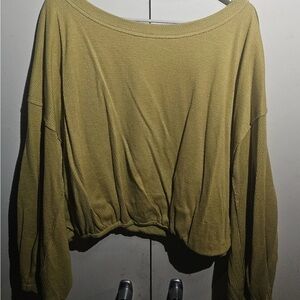 Free People We The Free Willow Thermal Top Oversized Yellow Slouchy Size L